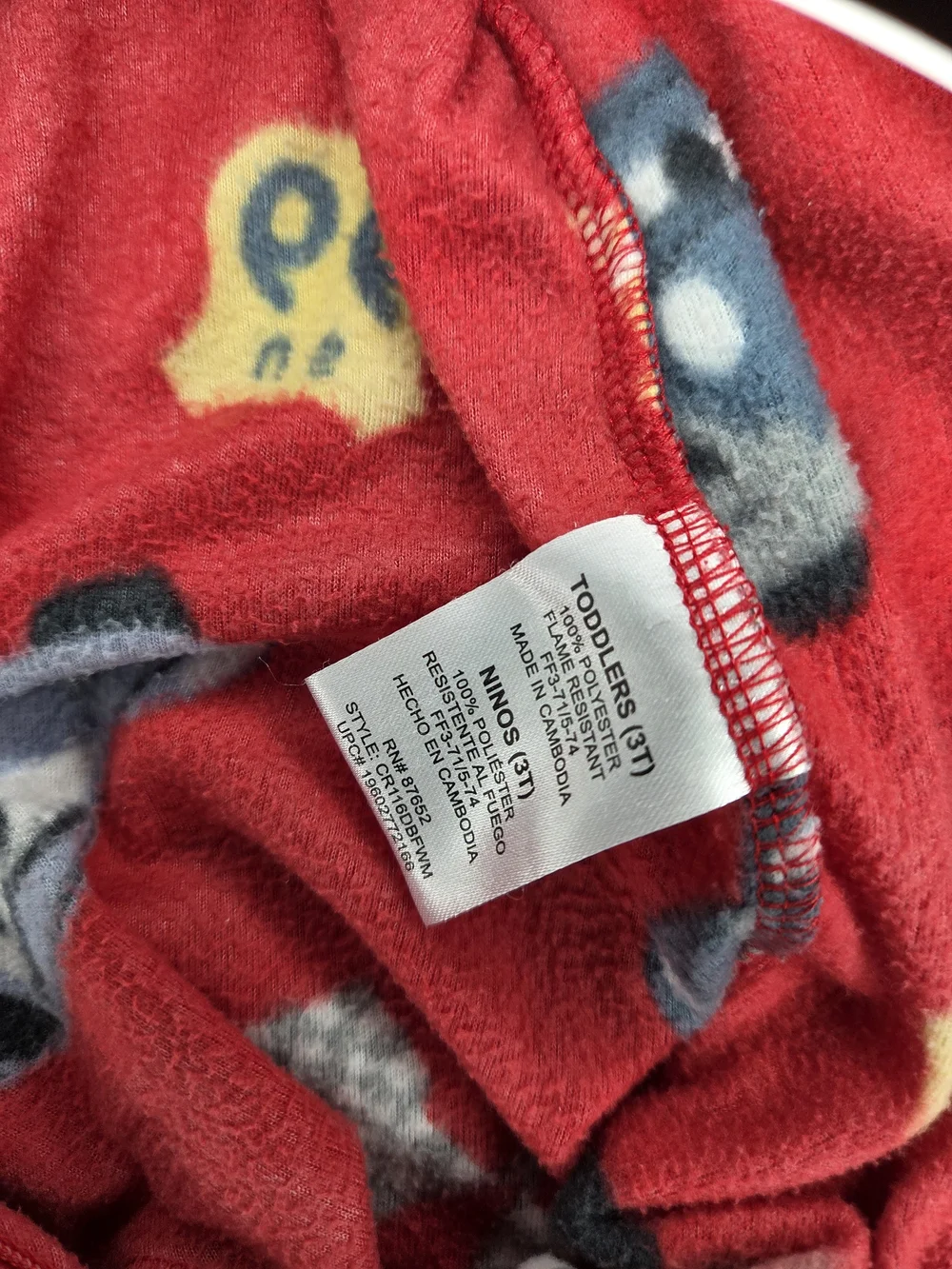 Red Kids One-Piece Fleece Pajamas with Car Print